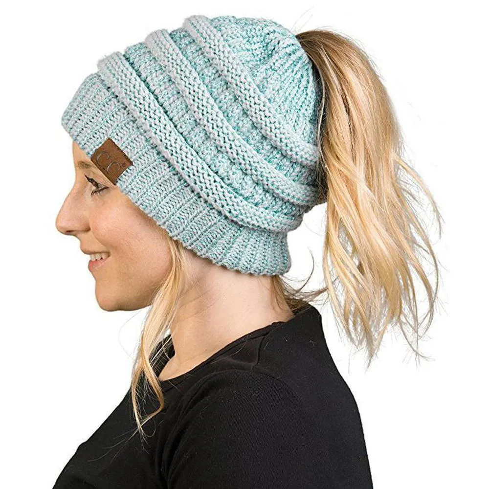 Fashion Soft Knit Ponytail Beanie - Image 12