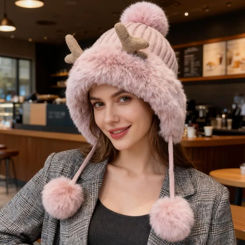 🦌 Cute Reindeer Antler Earmuff Hat - Image 2
