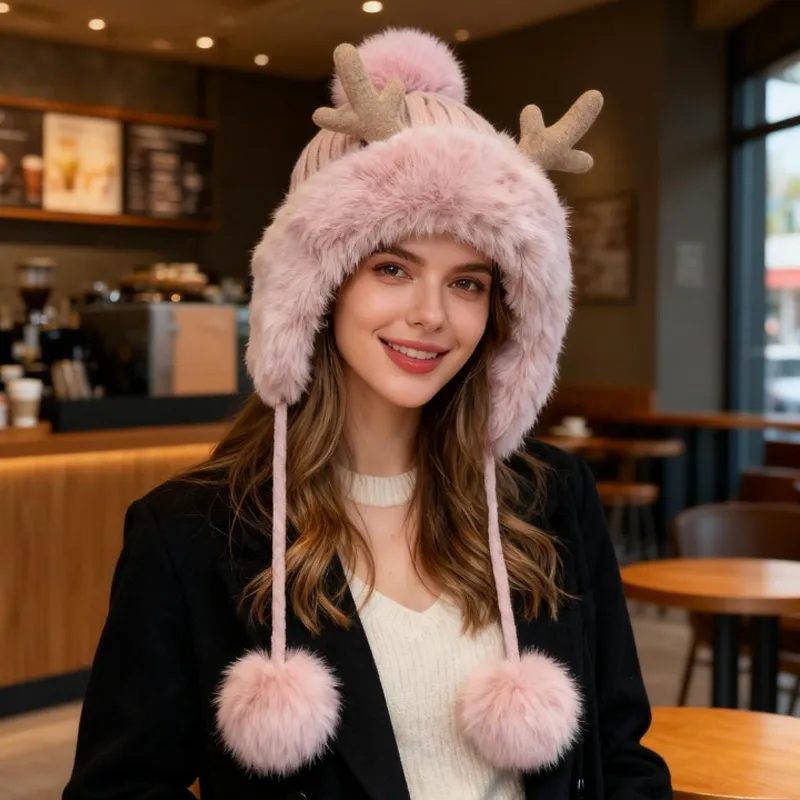🦌 Cute Reindeer Antler Earmuff Hat - Image 18