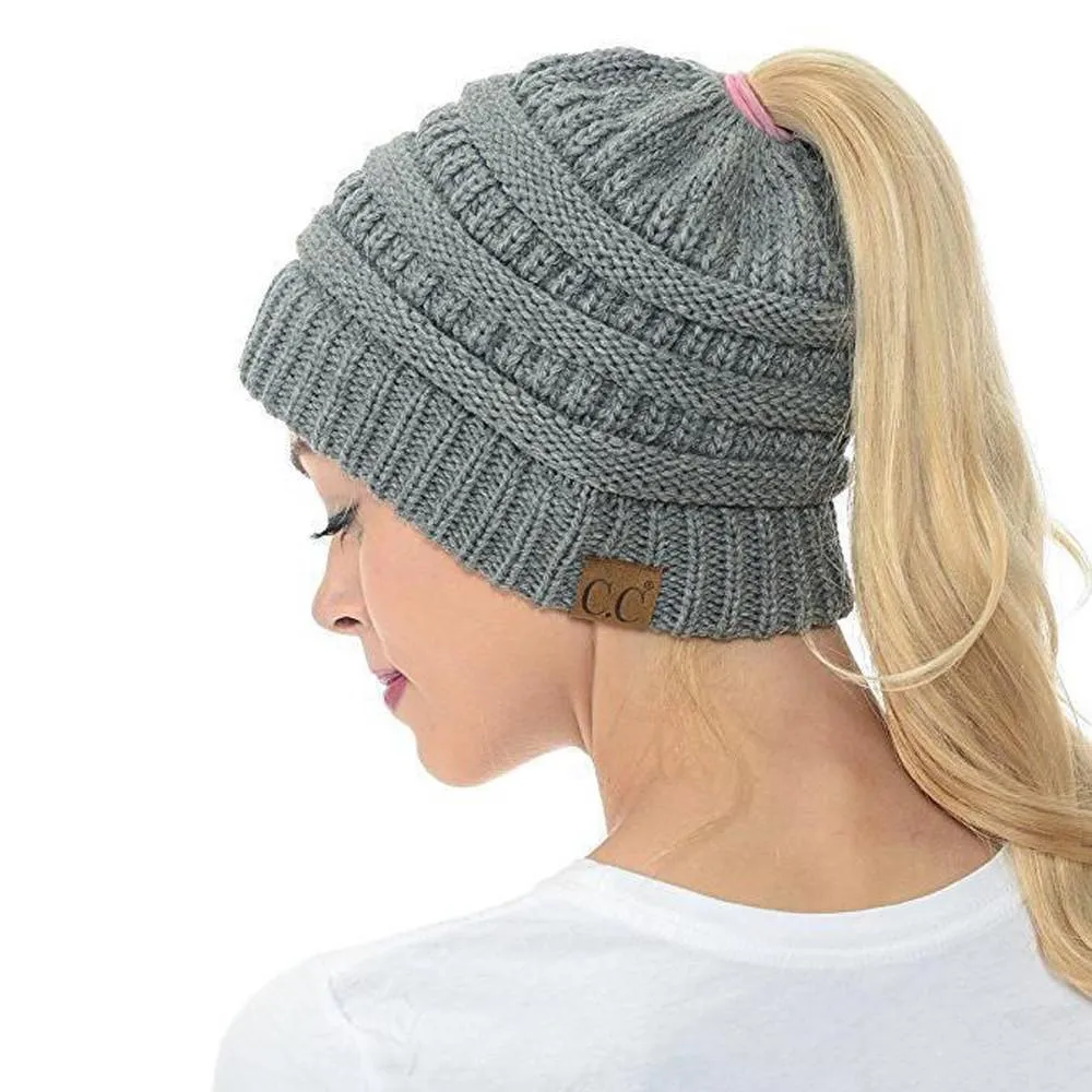 Fashion Soft Knit Ponytail Beanie - Image 10
