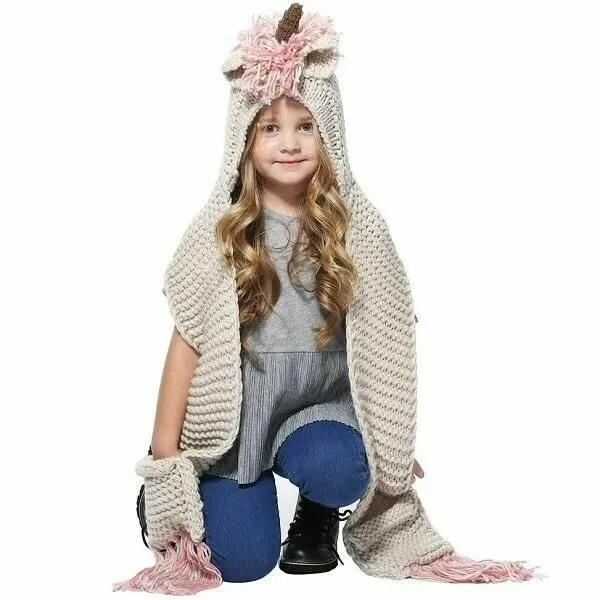 KNITTED UNICORN HATS WITH SCARF SET WINTER WINDPROOF - Image 12