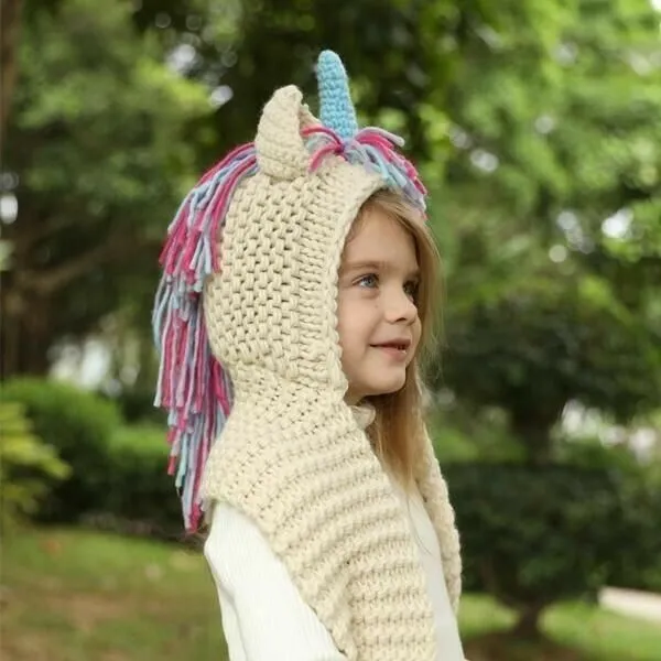 KNITTED UNICORN HATS WITH SCARF SET WINTER WINDPROOF - Image 4