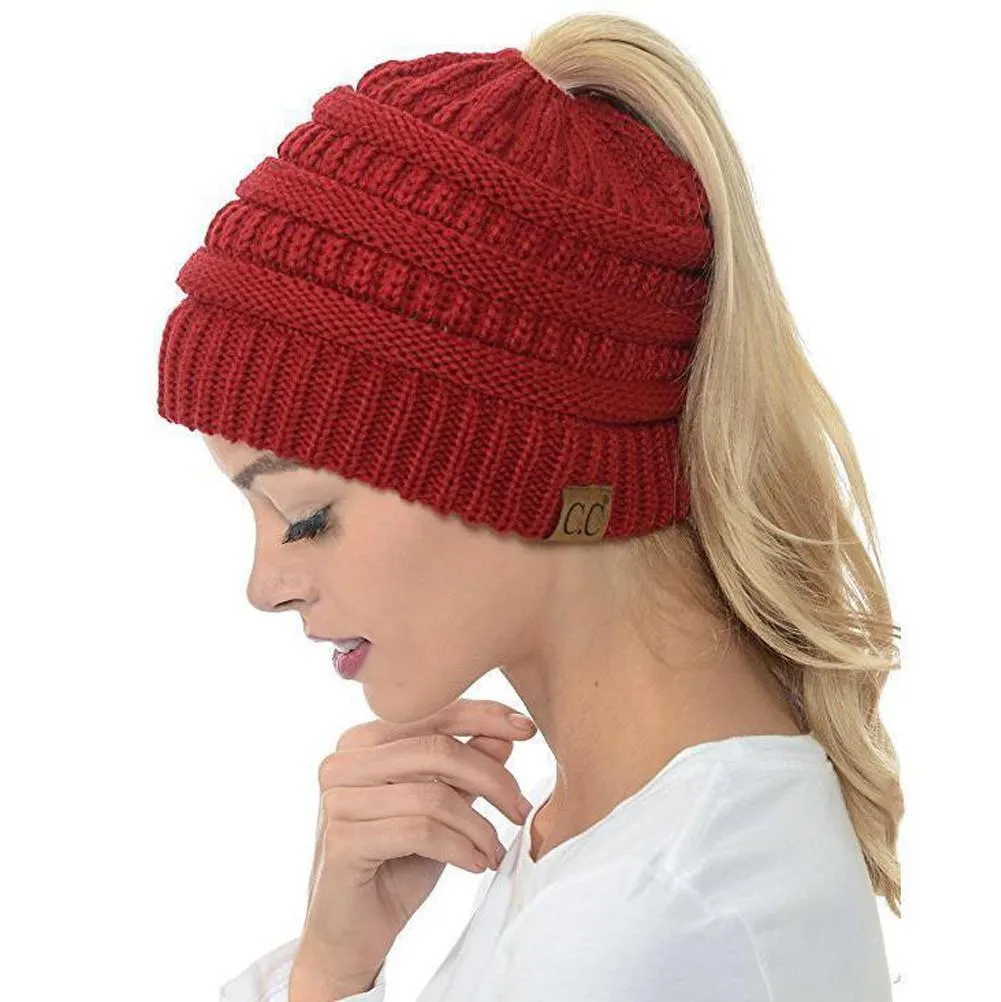 Fashion Soft Knit Ponytail Beanie - Image 6
