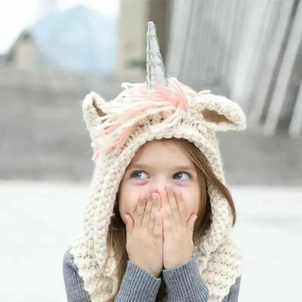 KNITTED UNICORN HATS WITH SCARF SET WINTER WINDPROOF - Image 14