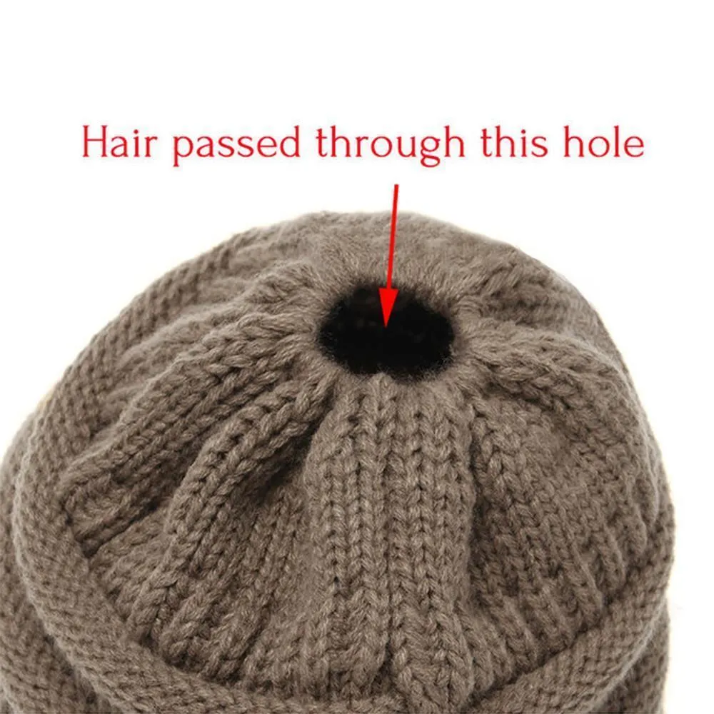 Fashion Soft Knit Ponytail Beanie - Image 4