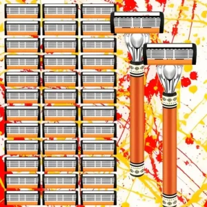 🔥24/48Pcs Men's Razor Blade Replacement with Handle