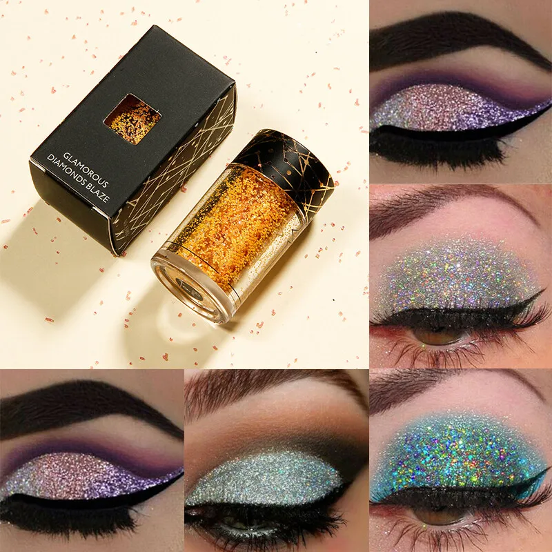 12 Colors Holographic Sequins Glitter Shimmer Diamond Eye Shiny Skin Highlighter Face Body Glitter Festival Makeup - Image 14