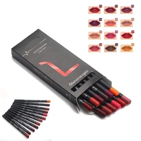 12 Colors Lip Liner Pencil Waterproof Non-Marking - Image 4