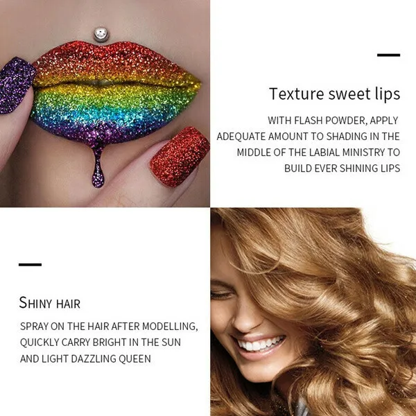 12 Colors Holographic Sequins Glitter Shimmer Diamond Eye Shiny Skin Highlighter Face Body Glitter Festival Makeup