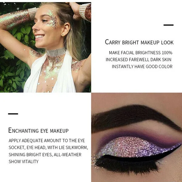 12 Colors Holographic Sequins Glitter Shimmer Diamond Eye Shiny Skin Highlighter Face Body Glitter Festival Makeup - Image 19