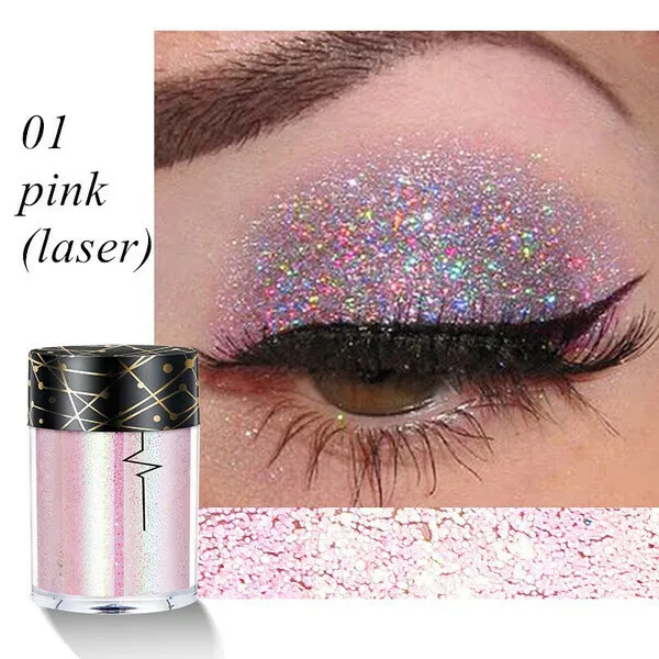 12 Colors Holographic Sequins Glitter Shimmer Diamond Eye Shiny Skin Highlighter Face Body Glitter Festival Makeup - Image 2