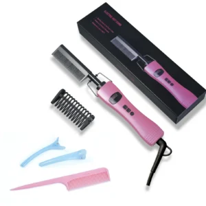 Electric Hot Comb for Black Hair,Straightener Comb with Keratin & Argan Oil Infused Teeth, Temperatures Adjustable, 60 Min Auto Shut Off