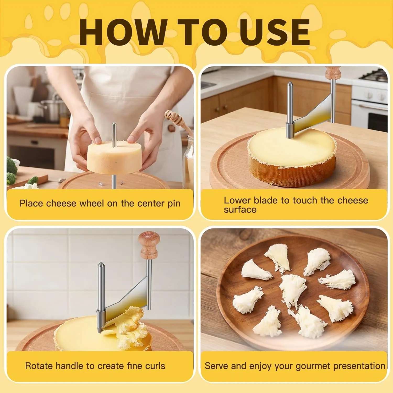 🧀 Cheese Curler Wheel with Wood Base - 图片 12
