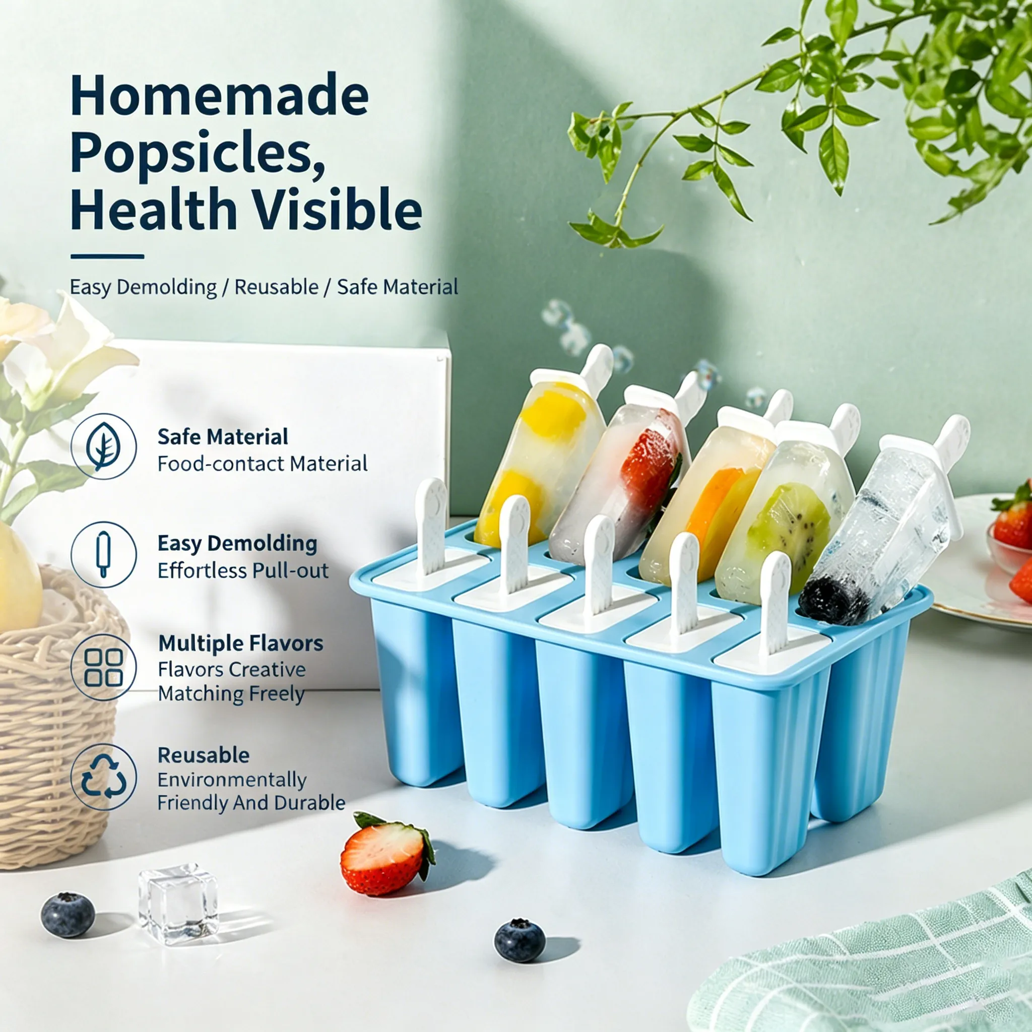 🍧 DIY Popsicle Mold Set– Quick Release, Spill-Proof, and Perfect for Homemade Treats - 图片 7