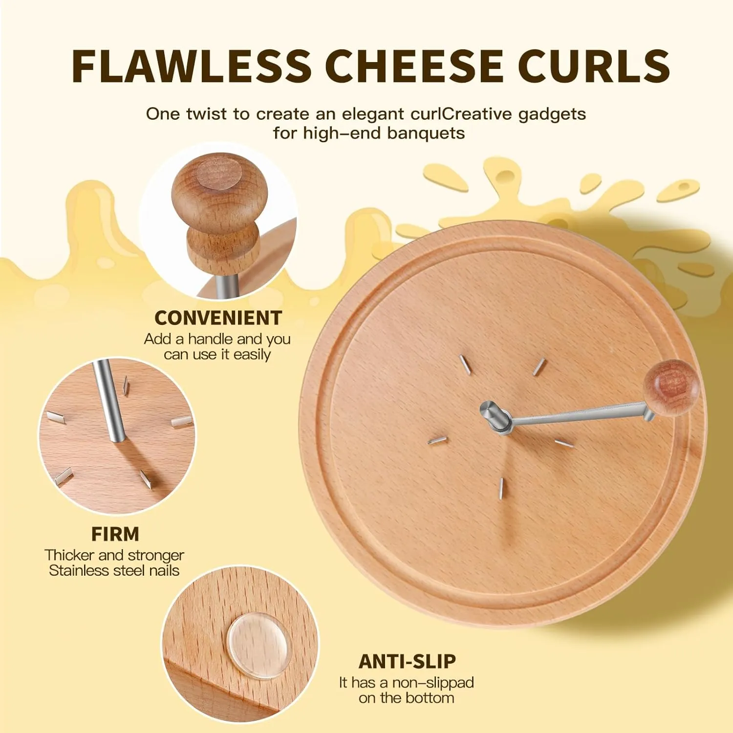 🧀 Cheese Curler Wheel with Wood Base - 图片 9