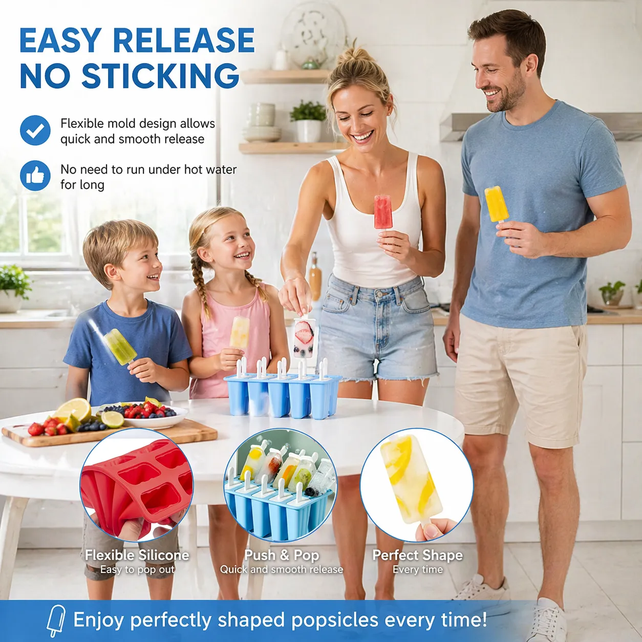 🍧 DIY Popsicle Mold Set– Quick Release, Spill-Proof, and Perfect for Homemade Treats - 图片 3