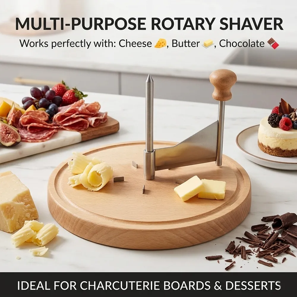 🧀 Cheese Curler Wheel with Wood Base - 图片 2