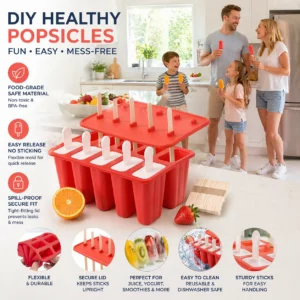 🍧 DIY Popsicle Mold Set– Quick Release, Spill-Proof, and Perfect for Homemade Treats