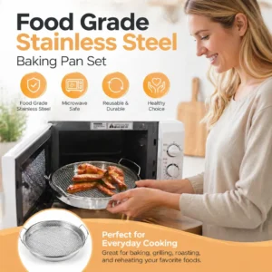 🍟 Multi-Functional Stainless Steel Draining Tray & Mesh Basket Set – For Air Fryer, Frying, Rinsing, & More