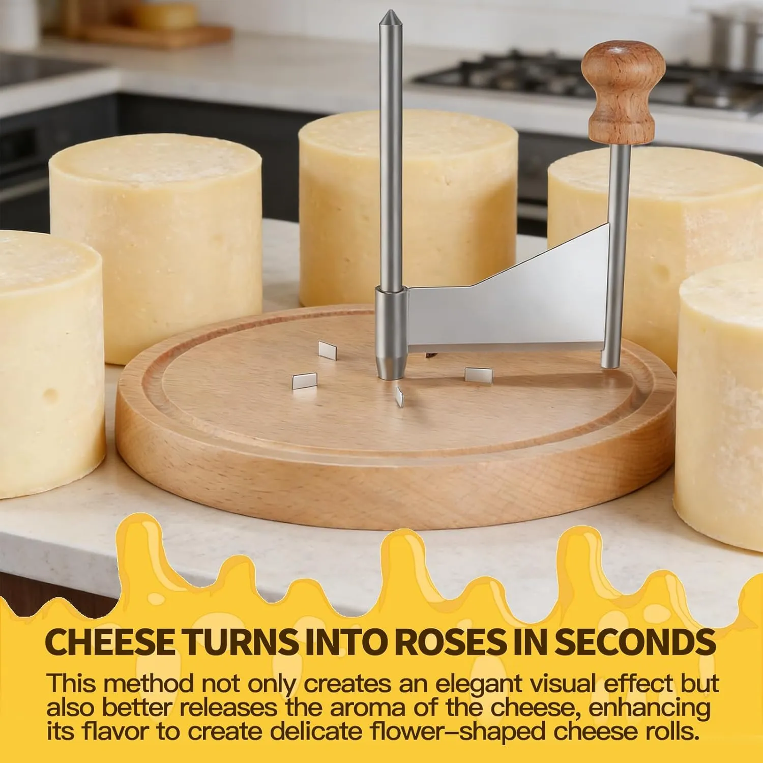 🧀 Cheese Curler Wheel with Wood Base - 图片 13