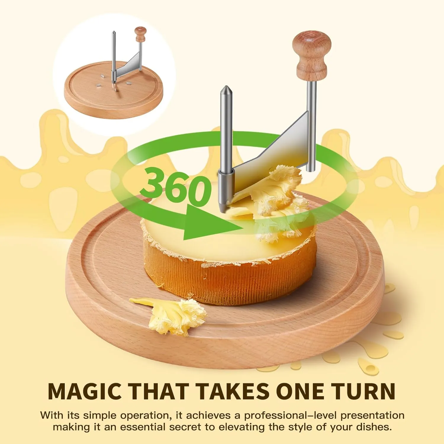 🧀 Cheese Curler Wheel with Wood Base - 图片 6
