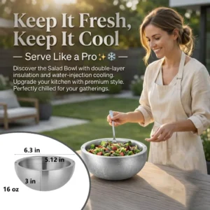 🥗 Stainless Steel Insulated Salad Bowl