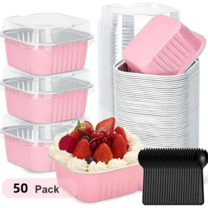 Mini Cake Pans with Lids Aluminum Foil Individual Cups