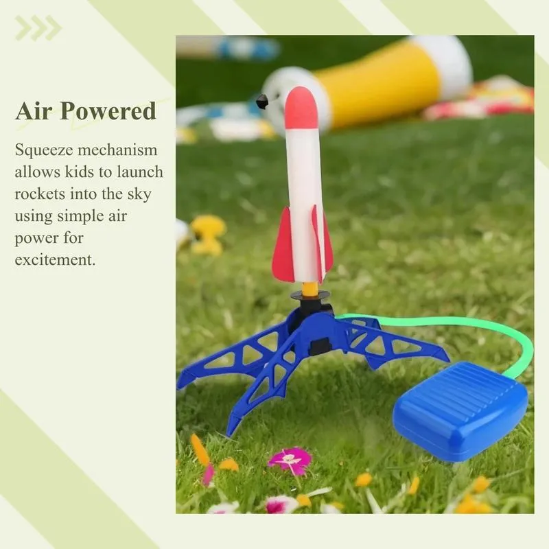 Product Introduction of Squeeze Air Powered Launch Rockets, 1 Set Rocket Design Outdoor Launching Toy, Portable Outdoor Flight Toy, Indoor and Outdoor Play Toy, Birthday Gifts Ideas, Toys 1