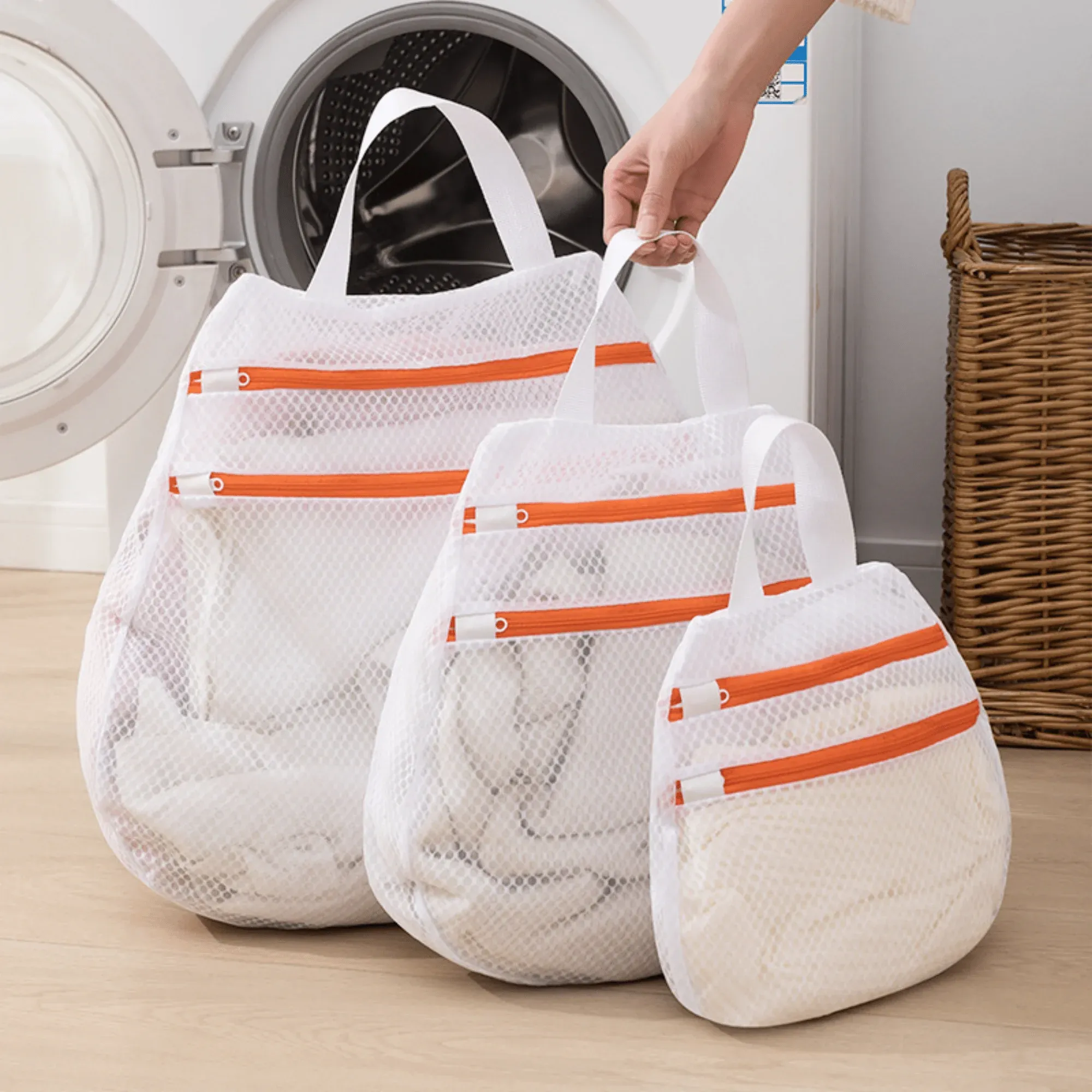 Durable Polyester Laundry Bag with Double Zipper Closure(Set of 3) - Image 2