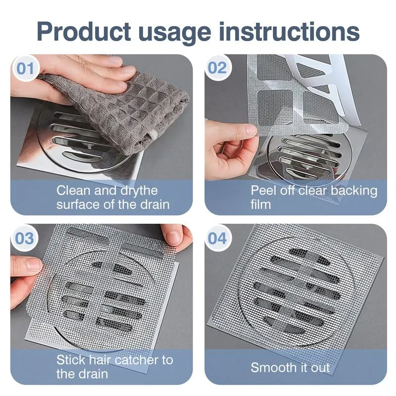 Disposable Mesh Shower Drain Cover Hair Catcher (with strong adhesive fits tightly on drains) - Image 6