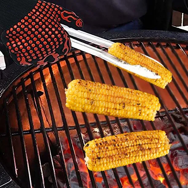Kitchen Grill Mitts, Silicone Non-Slip Cooking Gloves, Heat Resistant BBQ Gloves - Image 9