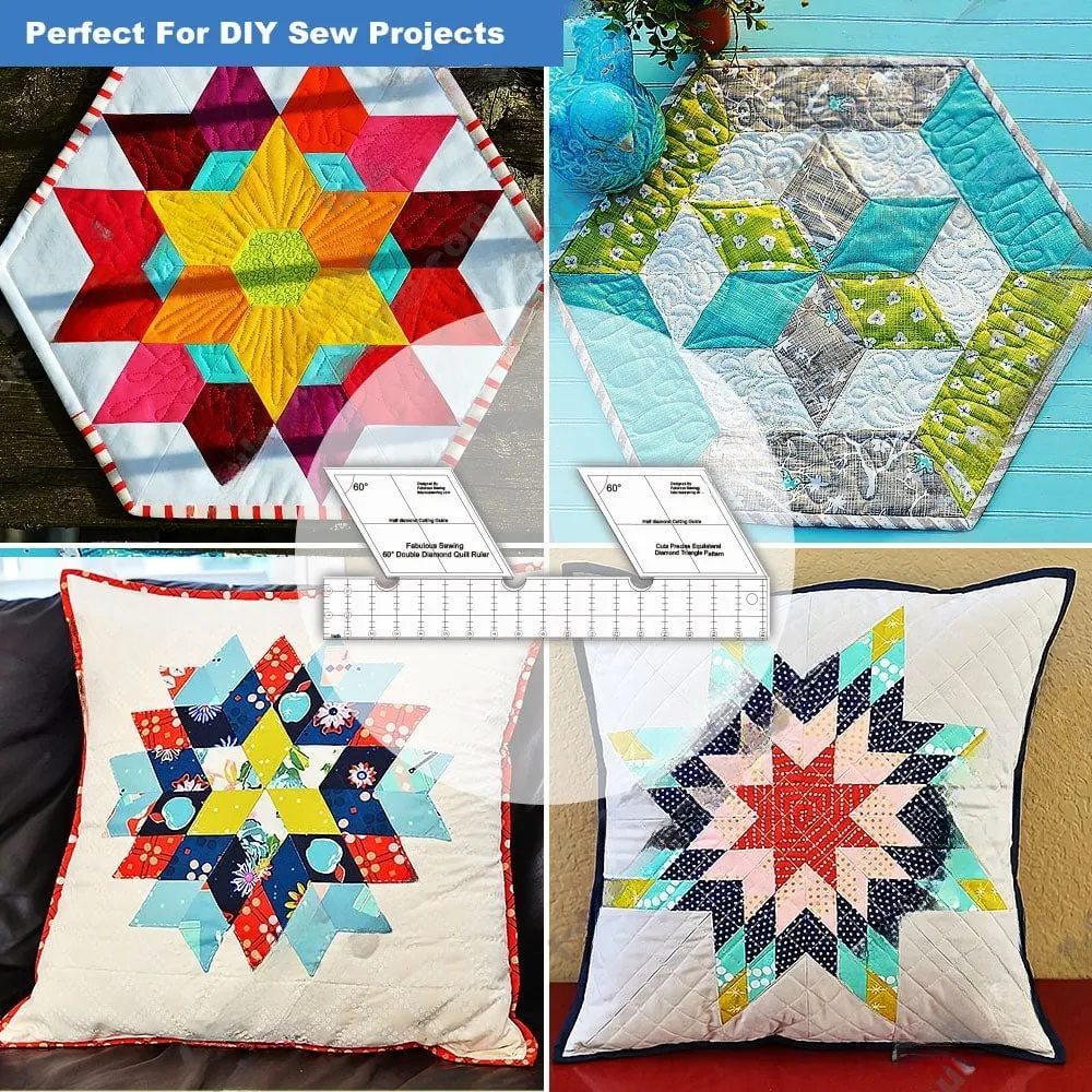 Fabulous Sewing 60 Degree Double Diamond Quilt Ruler - Image 6