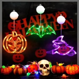 Battery-Powered Halloween Window Lights with Suction Cup