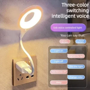 High-Quality USB Smart Voice Control Night Light Bedroom Lamp Bedside Lamp Sleep Light Table Lamp