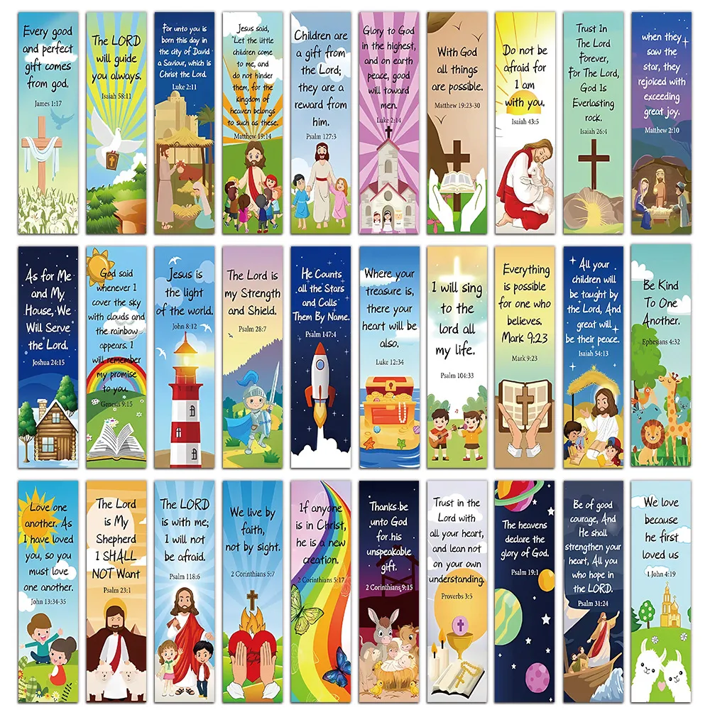 ๐ 30-Pack Bible Verse Cartoon Bookmarks โ Inspire Faith, One Page at a Time - Image 5