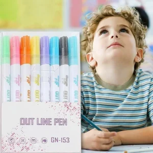 Draw contour pen with double line 8 colors