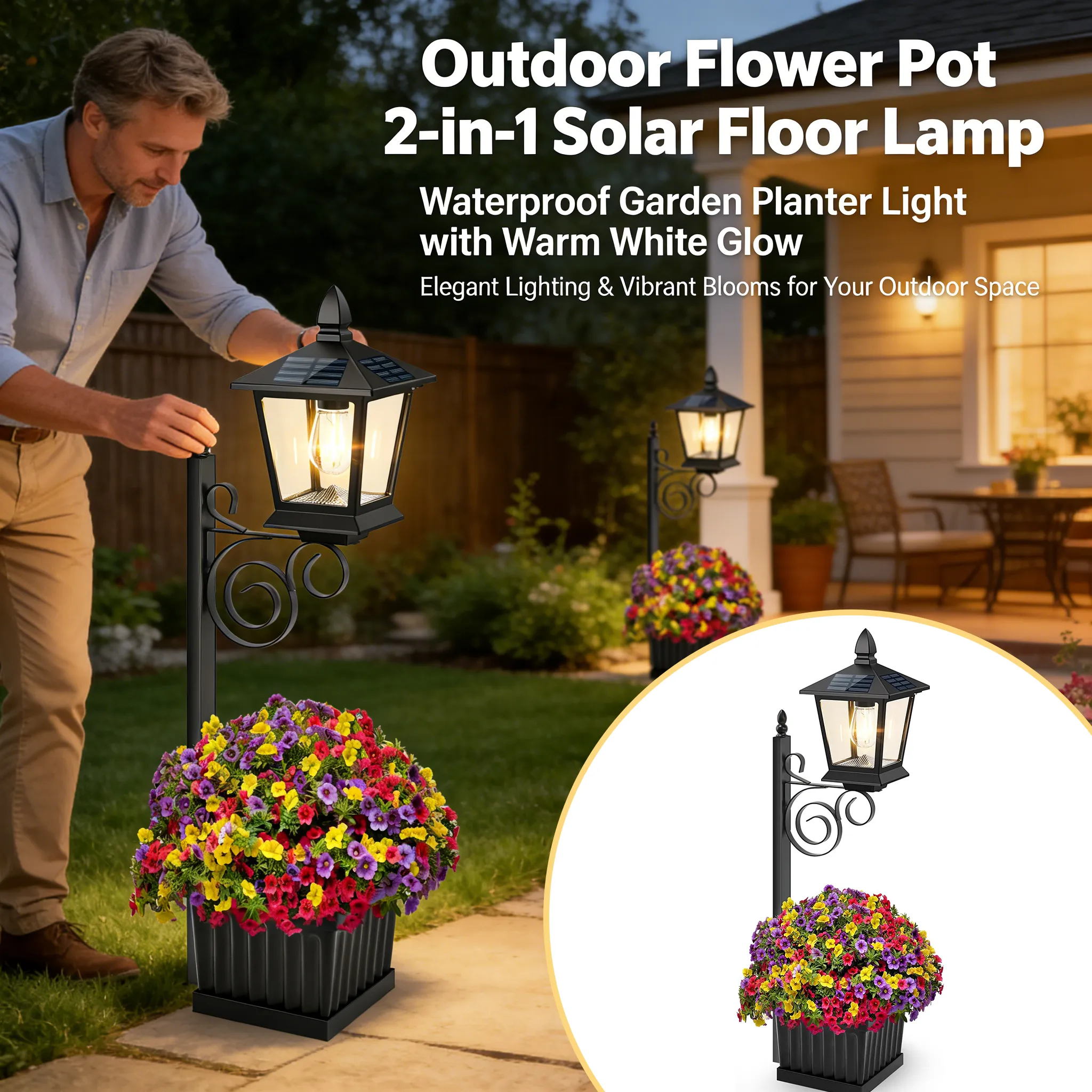 2-in-1 Solar Planter Light: Brighten your patio instantly without messy wires or increasing your electric bill. 💡