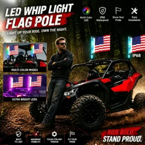 🚦 2-Pack 1FT Spiral RGB LED Whip Lights