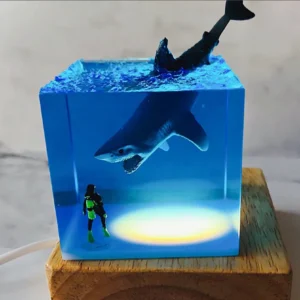 🦈Diver and Shark/Orca🐋Transparent Original Resin Night Lamp