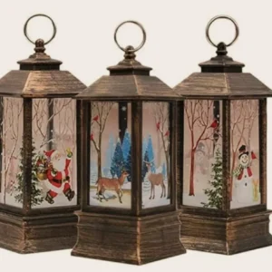 Wind Lantern Candlestick Lamp Old Man Snowman Decoration Ornaments 3-Pack