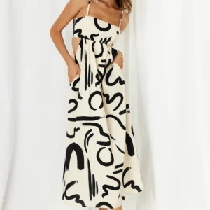 SUMMER SLING PRINTED MIDI DRESS