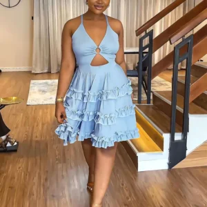Printed Halter Mini Dress