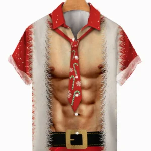 Print Holiday Short-Sleeved Shirt