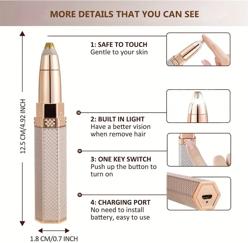 4 in 1 facial electric shaver for women full body epilator rechargeable eyebrow nose bikini hair trimmer details 8