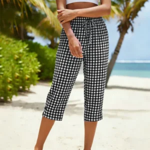 Women's Summer Plaid Capri Pants