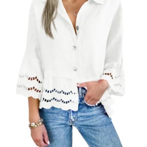 💥49% OFF💕Women's Eyelet Lace Blouse Tops