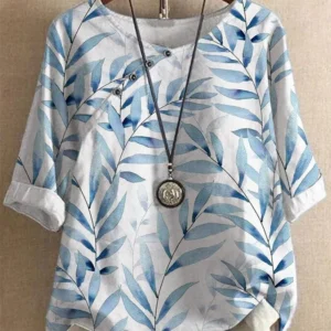 Floral Print Round Neck Pullover Short Sleeve T-Shirt
