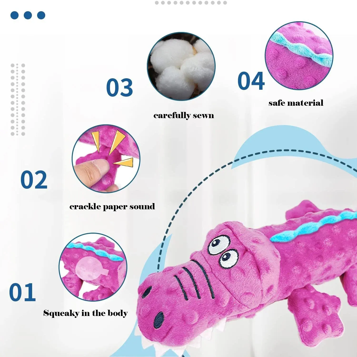 🎉Squeaky crocodile plush for aggressive chewers🐾 - Image 13