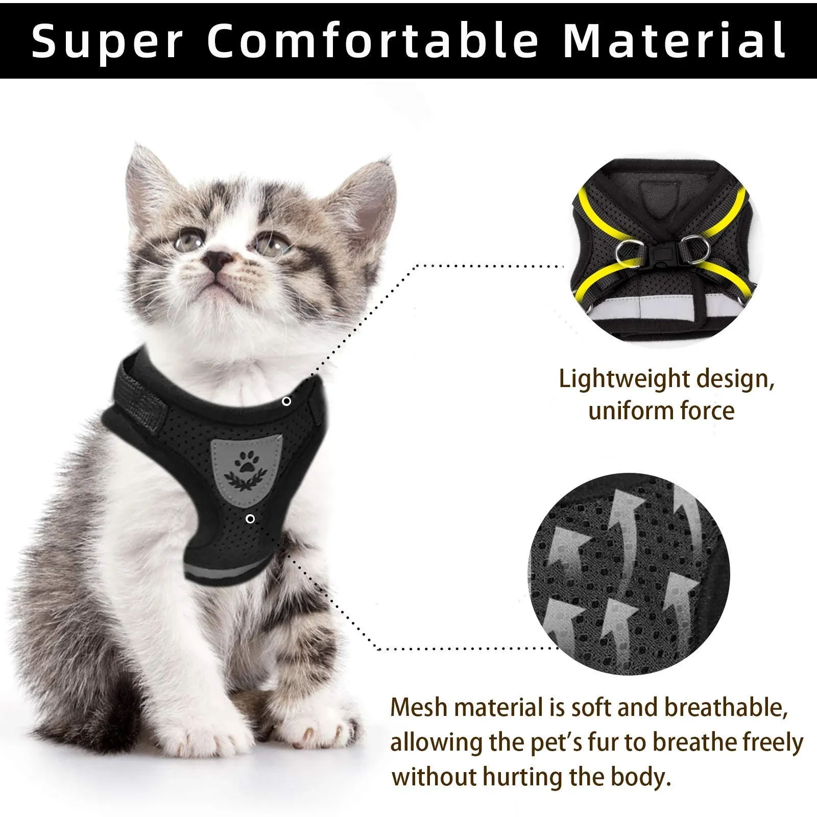 Adjustable Breathable Luminous Purrfect Feline Freedom Harness - Image 6