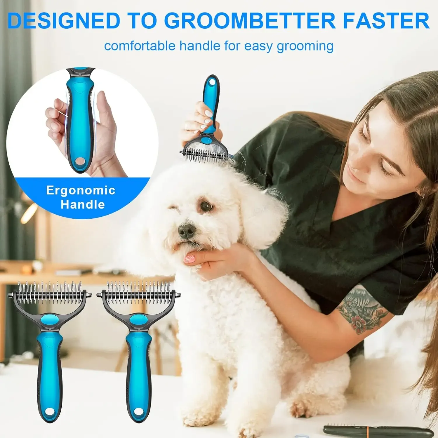 ✨Double Sided Hurtless Shedding and Dematting Undercoat Rake Comb for Dogs and Cats🐱🐶 - Image 7